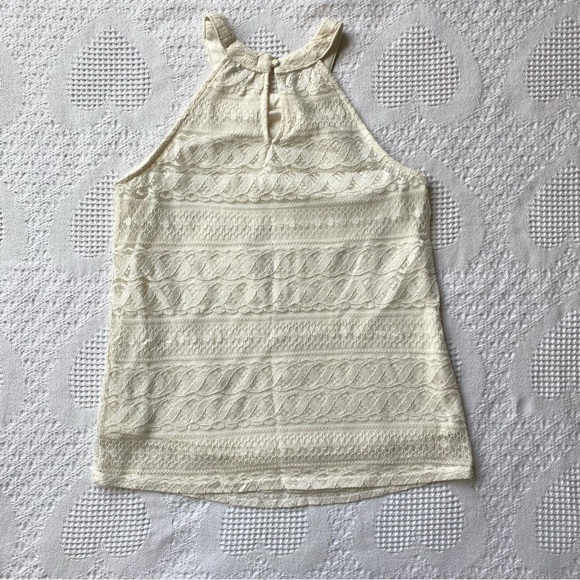 $5 or 3/$10 Charming Charlie Off-White Lace Halter Tank Top Size Small - Picture 2 of 4